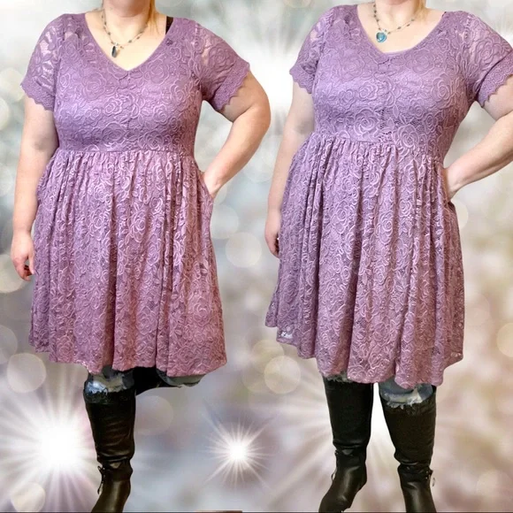 Torrid Purple Lace Skater Dress Size 1 1XL & 2 2XL New with tags - Picture 4 of 15
